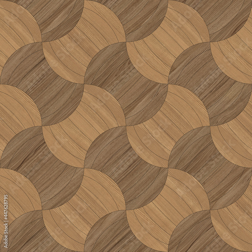 Artistic oak parquet. Design floor for a modern interior. Optical illusions. 3D pattern. Wood floor. Luxury Art Deco interior. Geometric seamless ornament. Wood texture.	