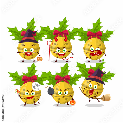 Halloween expression emoticons with cartoon character of christmas bells