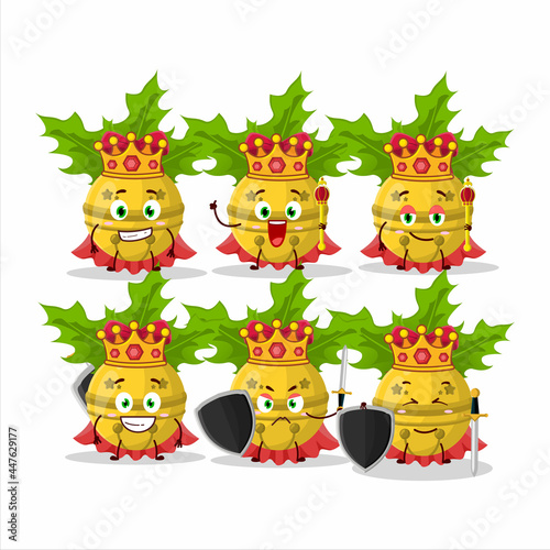 A Charismatic King christmas bells cartoon character wearing a gold crown
