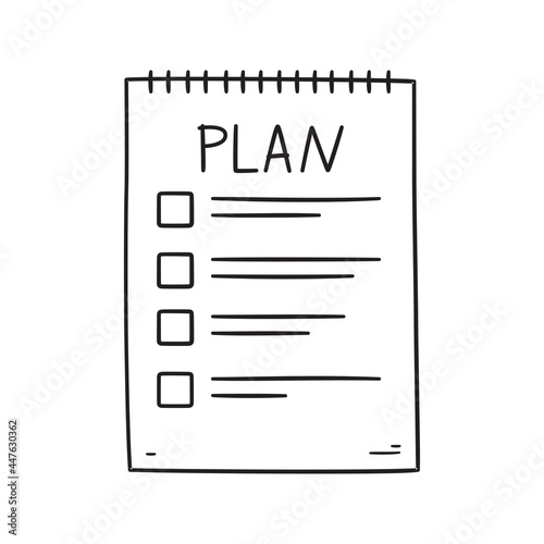 Plan or To do list concept. Hand drawn paper paper sheet. Memo list. Vector illustration isolated on white background.