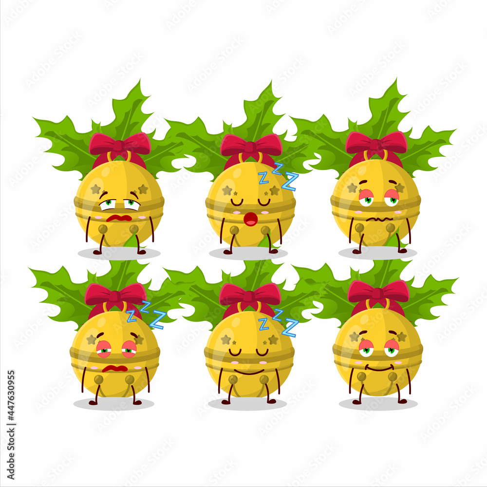 Cartoon character of christmas bells with sleepy expression