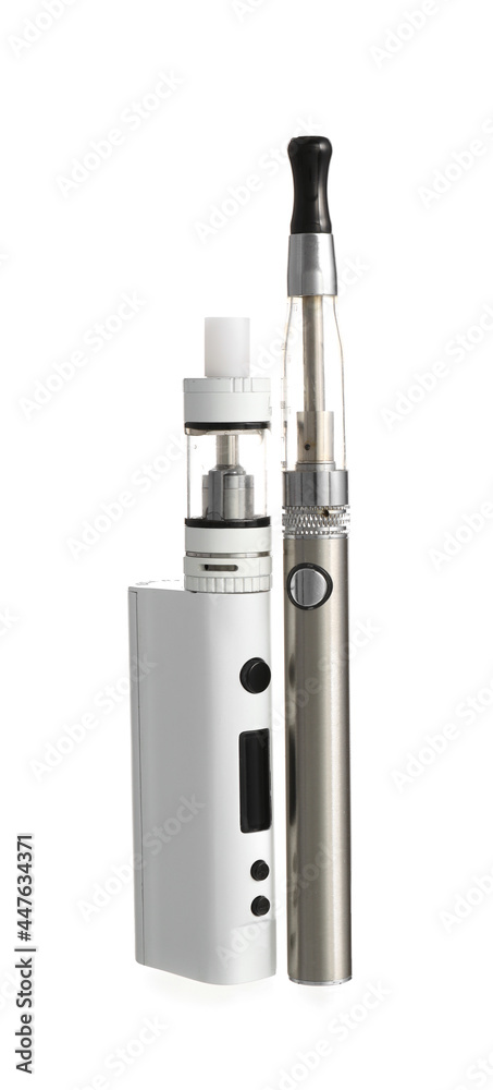 Vape mod and electronic cigarette on white background Vape mod and electronic cigarette on white background