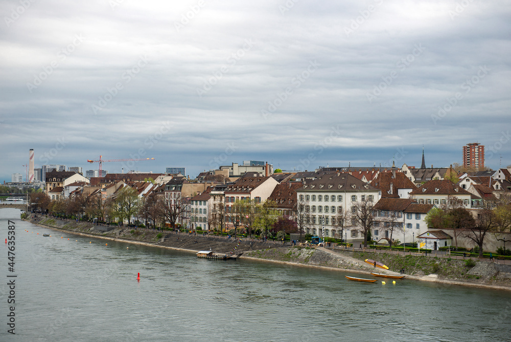 Obraz premium Riverside of Rhine in Basel, Switzerland
