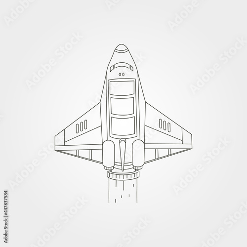 spaceship vector line art symbol illustration design, spacecraft shuttle vector design