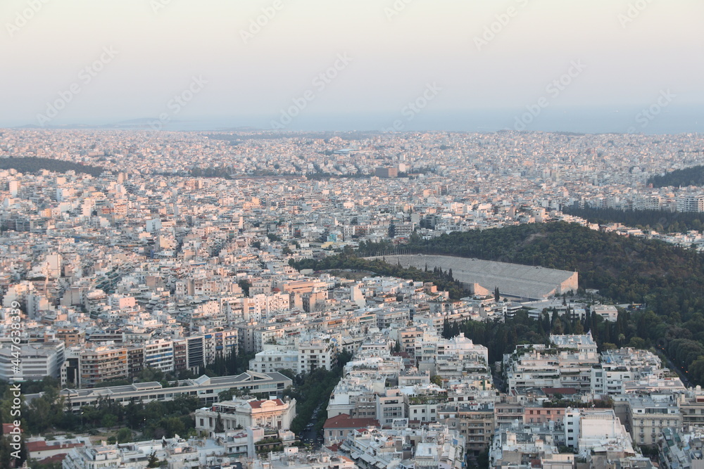 sunset over Athens and the acropolis 