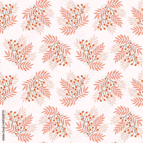 Hand-drawn seamless pattern with autumn leaves. Colorful seasonal illustration for paper and gift wrap. Fabric print design. Creative stylish background.