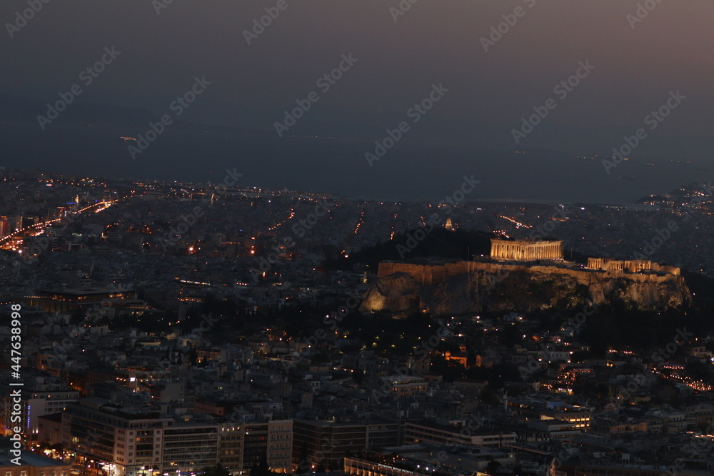 Athens and the acropolis by night