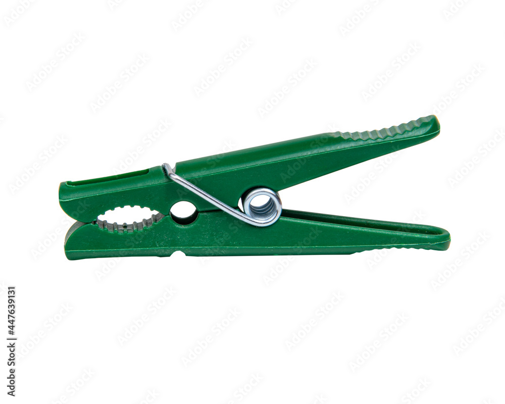 Green clothes pin isolated on the white background Green clothes pin isolated on the white background
