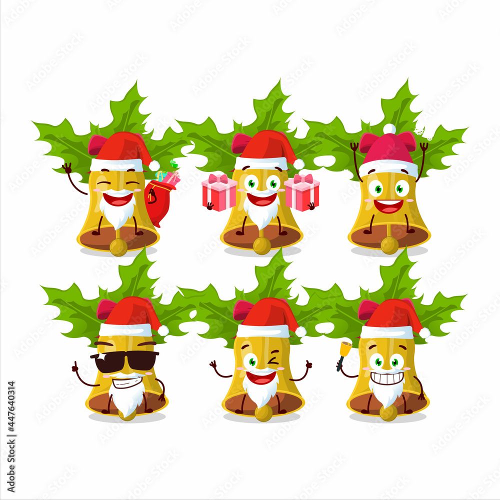 Santa Claus emoticons with jingle christmas bells cartoon character