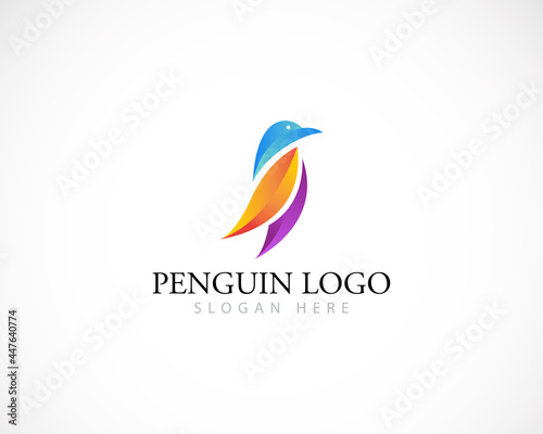 penguin logo creative bird animal color gradient modern