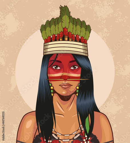 indigenous woman with traditional crown