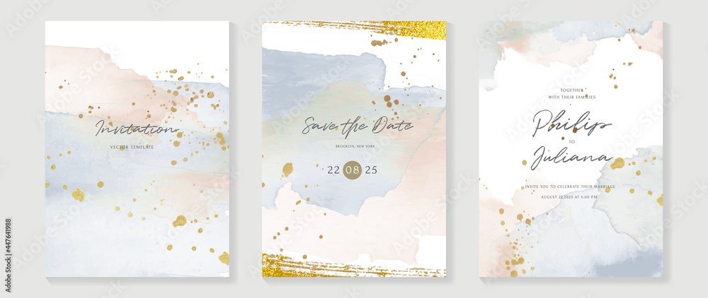 Abstract art background vector. Luxury invitation card background with golden line art flower and botanical leaves, Organic shapes, Watercolor. Vector invite design for wedding and vip cover template. Abstract art background vector. Luxury invitation card background with golden line art flower and botanical leaves, Organic shapes, Watercolor. Vector invite design for wedding and vip cover template.