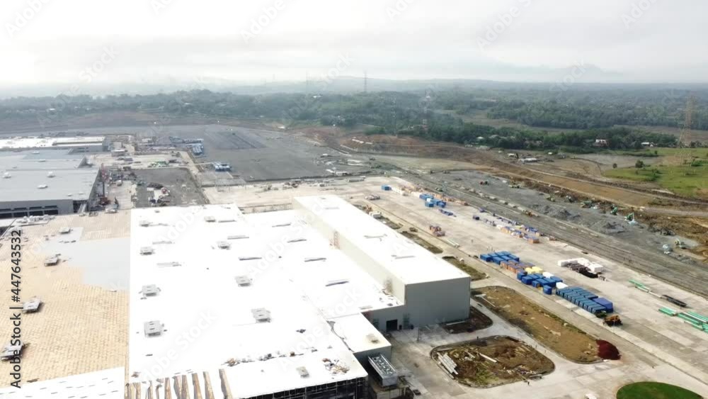 Aerial view of an outdoor activity of an automotive manufacturing plant Aerial view of an outdoor activity of an automotive manufacturing plant
