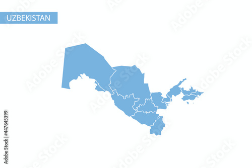 Uzbekistan blue map detailed vector.