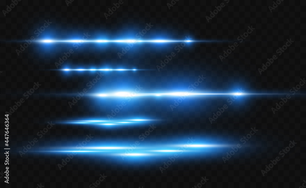 Vector light blue special effect. Glowing bright stripes on a transparent background.	
