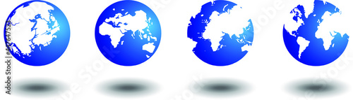 Planet earth or world globe with oceans and water gradient vector color icon 
