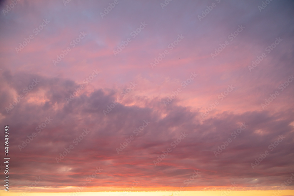 Red sky with clouds at sunset.