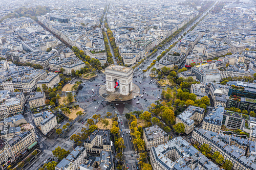 Canvas Print Arc de Triomphe from the sky, Paris