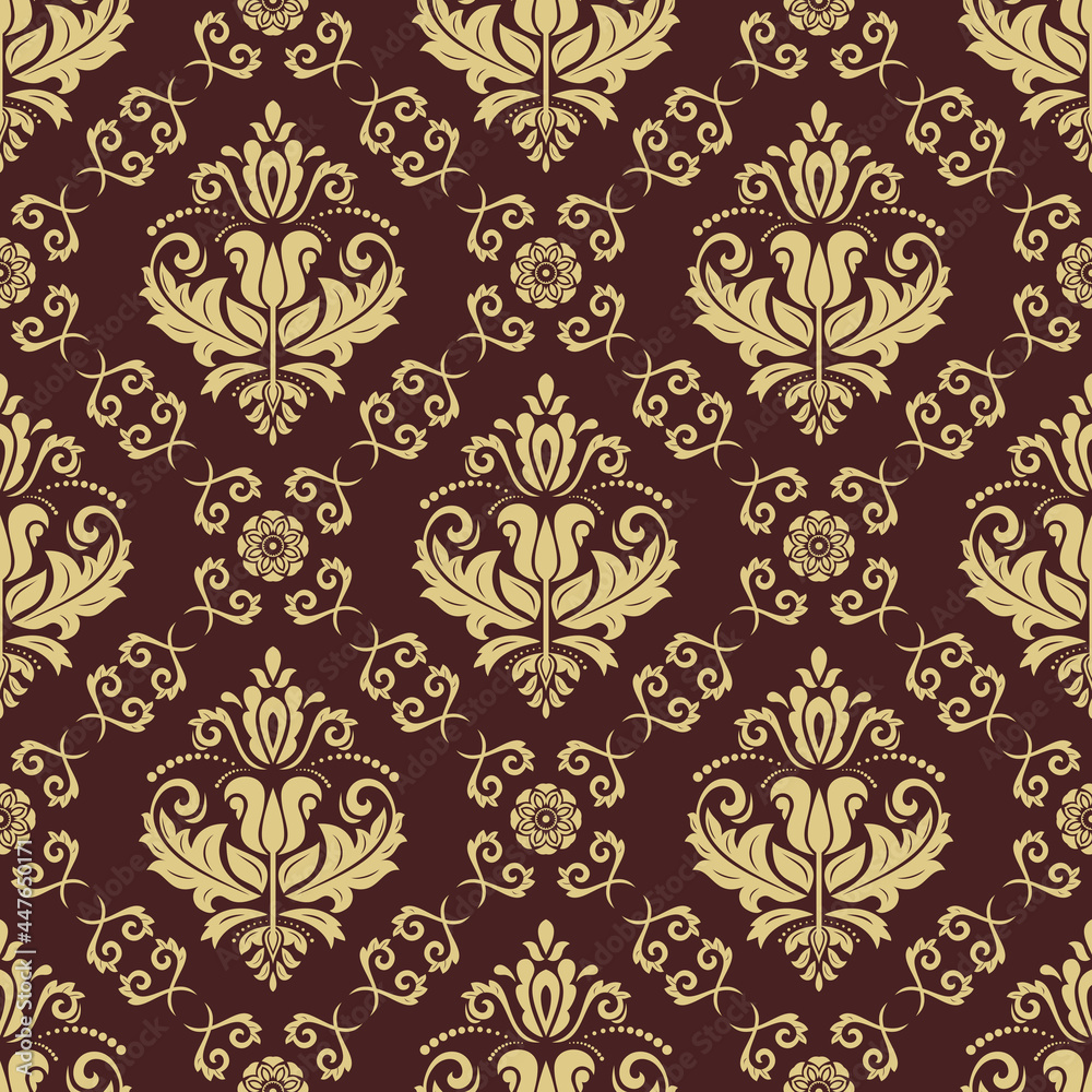 Orient vector classic pattern. Seamless abstract golden background with vintage elements. Golden orient background. Ornament for wallpapers Orient vector classic pattern. Seamless abstract golden background with vintage elements. Golden orient background. Ornament for wallpapers