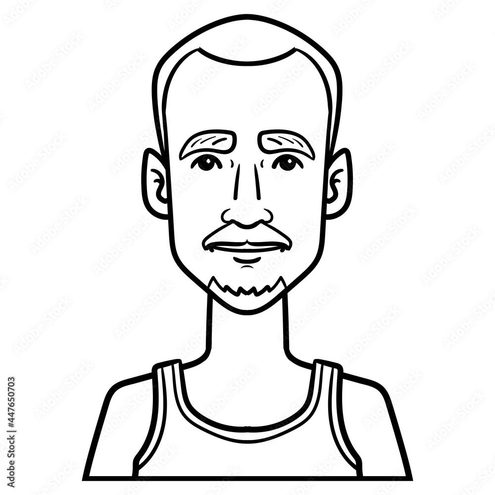 monochrome outline drawing of a man with a tank top. monochrome outline drawing of a man with a tank top.