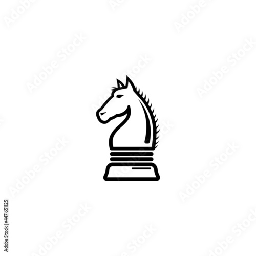 Chess Knight Horse Stallion team silhouette logo design white background