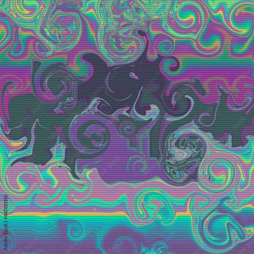 Holographic swirl gasoline leak pattern rainbow abstract ornament background pastel dark chemisty