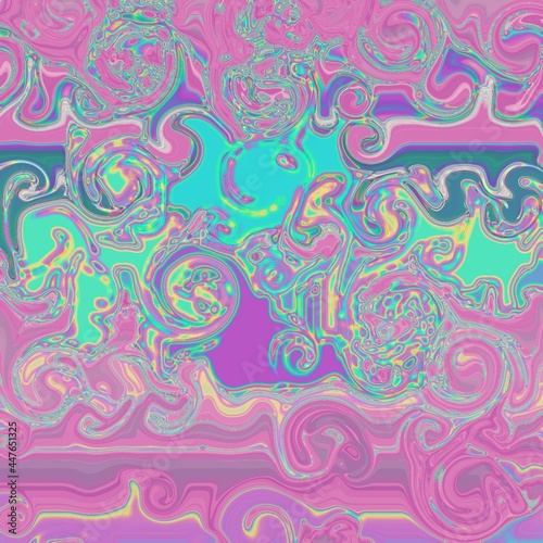 Holographic swirl gasoline silver screen pastel abstract background pattern  © Marina