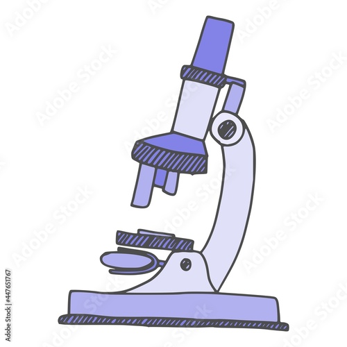 blood examination microscope. doodle style drawing