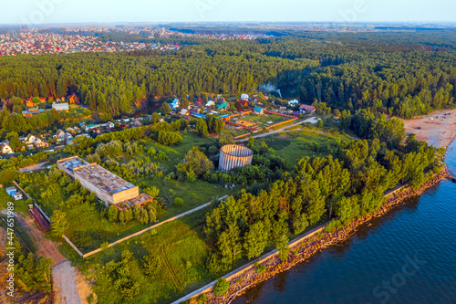 Novosibirsk Ob reservoir and private houses. Berdsk, Western Siberia