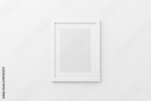 Rectangular wall picture photo frame mockup in white background, Banner or poster template, 3d render.