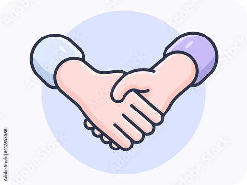 Hand gestures, Shaking hands with other people to say hello or goodbye,  Handshake, vector design and isolated background.