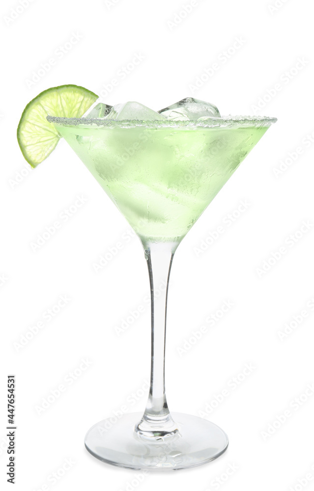 Glass of cold daiquiri cocktail on white background Glass of cold daiquiri cocktail on white background