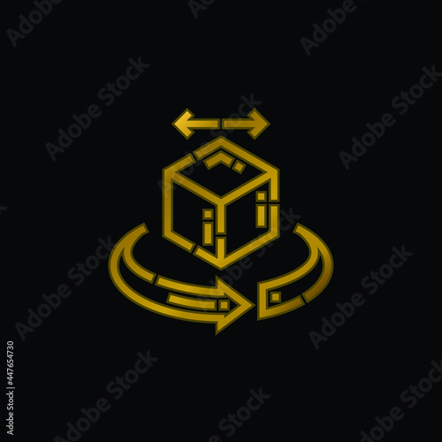 3d gold plated metalic icon or logo vector