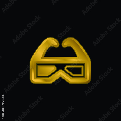 3d Glasses For Cinema gold plated metalic icon or logo vector