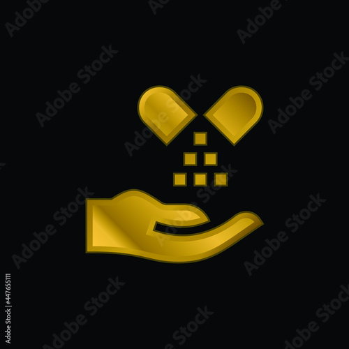 Alternative Medicine gold plated metalic icon or logo vector