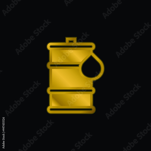 Barrel gold plated metalic icon or logo vector