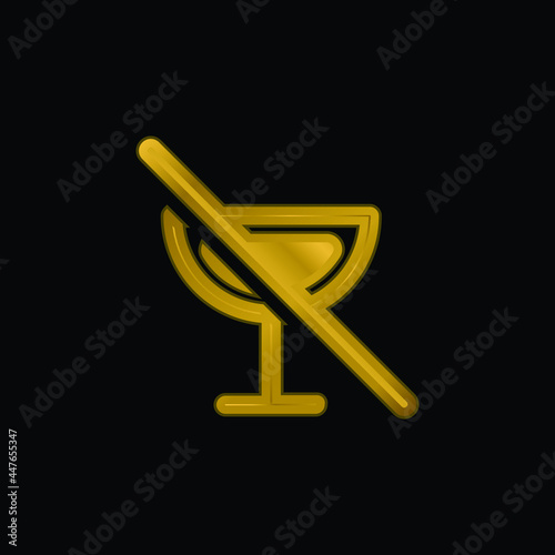 Alcoholic Drinks Prohibition gold plated metalic icon or logo vector
