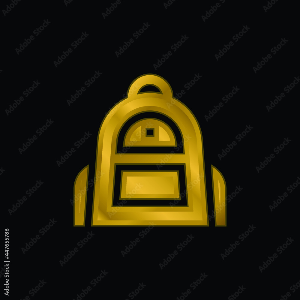 Backpack gold plated metalic icon or logo vector Backpack gold plated metalic icon or logo vector