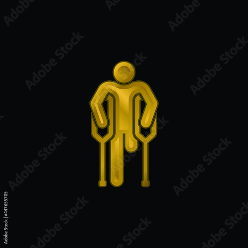 Amputee gold plated metalic icon or logo vector