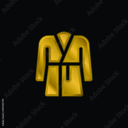 Bathrobe gold plated metalic icon or logo vector