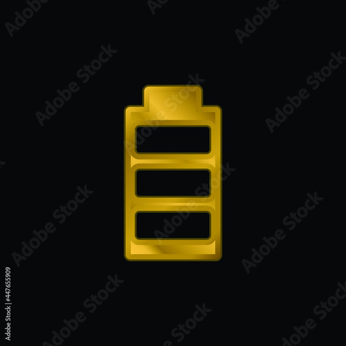 Battery gold plated metalic icon or logo vector