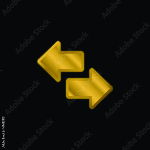 Arrows gold plated metalic icon or logo vector
