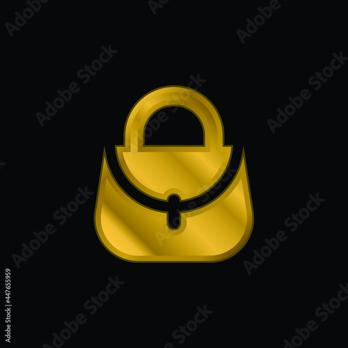 Bag gold plated metalic icon or logo vector