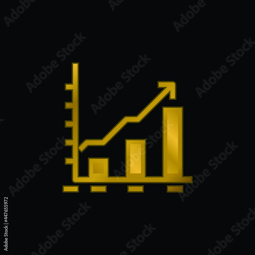 Analytics gold plated metalic icon or logo vector