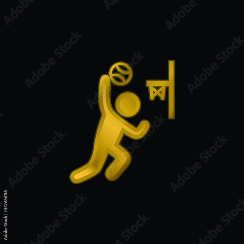 Basketball Hook gold plated metalic icon or logo vector