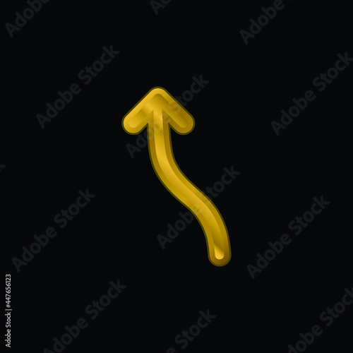 Arrow Wave Pointing Up gold plated metalic icon or logo vector