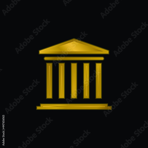 Bank gold plated metalic icon or logo vector
