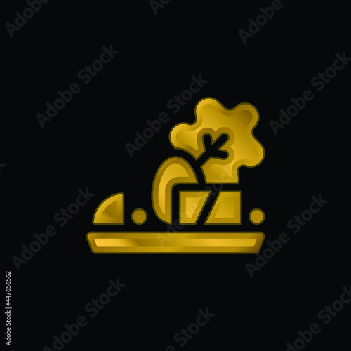 Antipasto gold plated metalic icon or logo vector