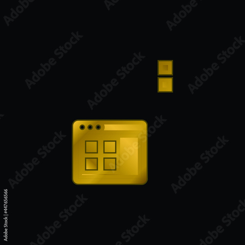 Application Window gold plated metalic icon or logo vector