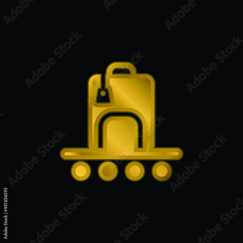 Baggage Claim Sign gold plated metalic icon or logo vector